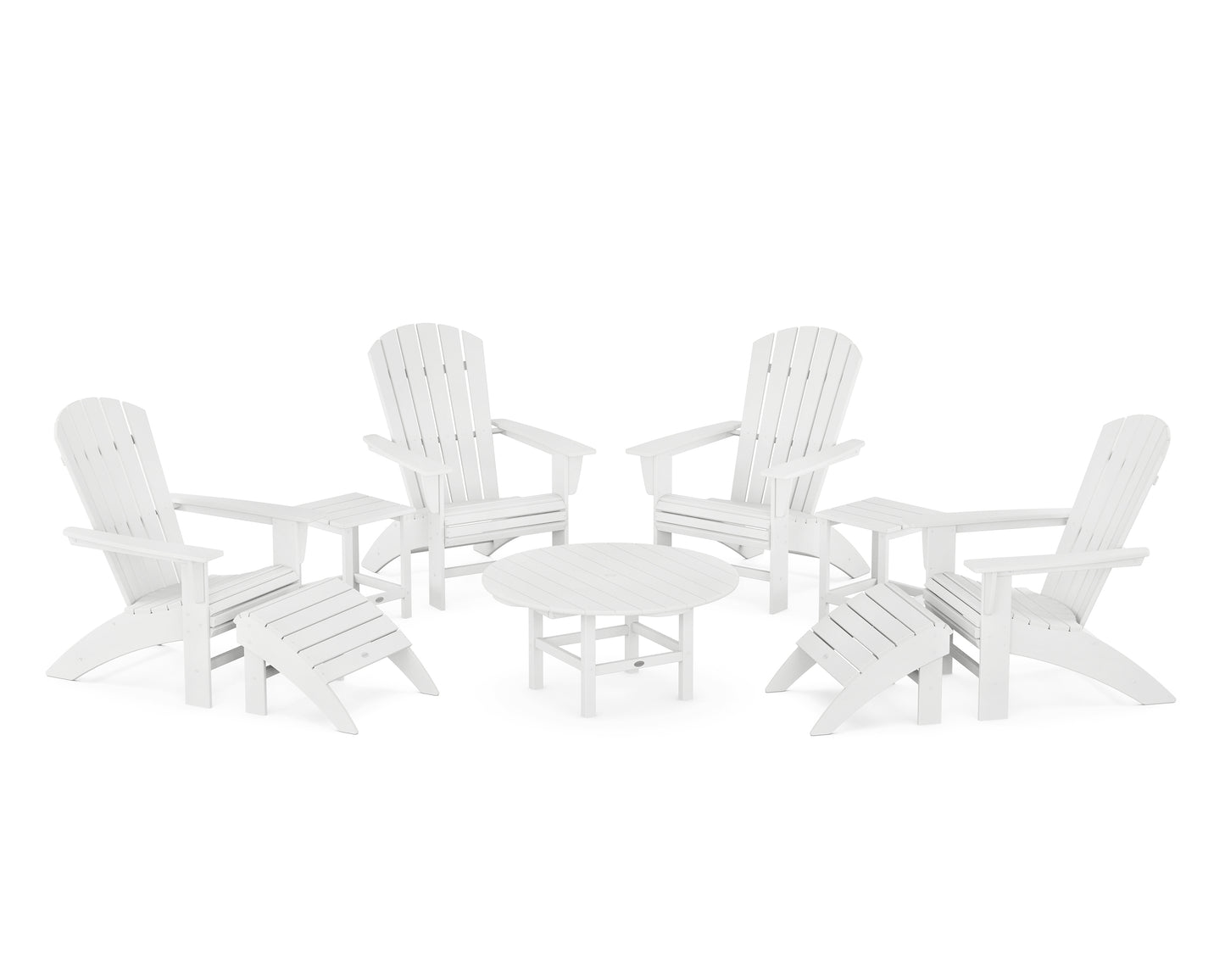 Nautical Curveback Adirondack Chair 9-Piece Conversation Set