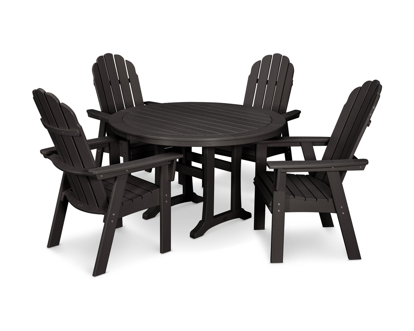 Vineyard Curveback Adirondack 5-Piece Nautical Trestle Dining Set