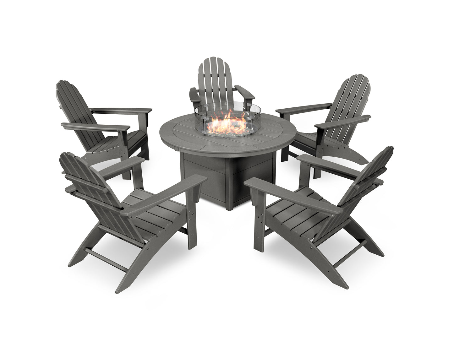 Vineyard Adirondack 6-Piece Chat Set with Fire Pit Table