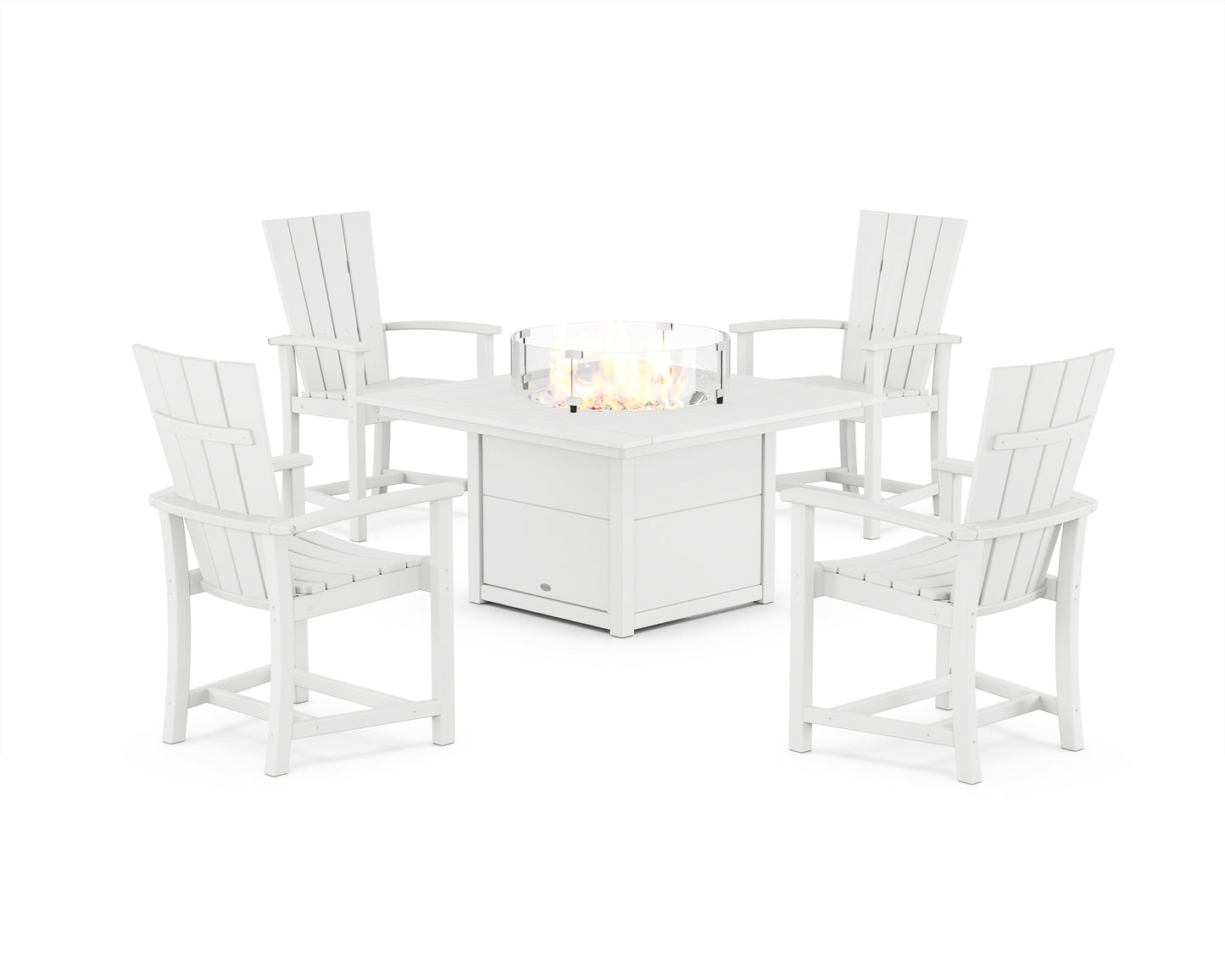 Quattro 4-Piece Upright Adirondack Conversation Set with Fire Pit Table