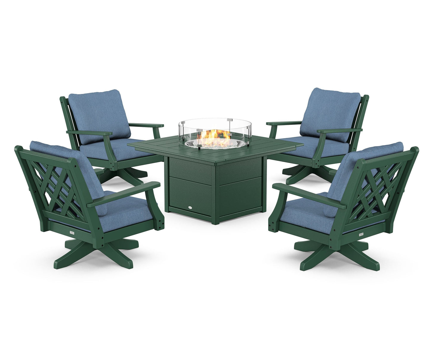 Wovendale 5-Piece Deep Seating Swivel Conversation Set with Fire Pit Table