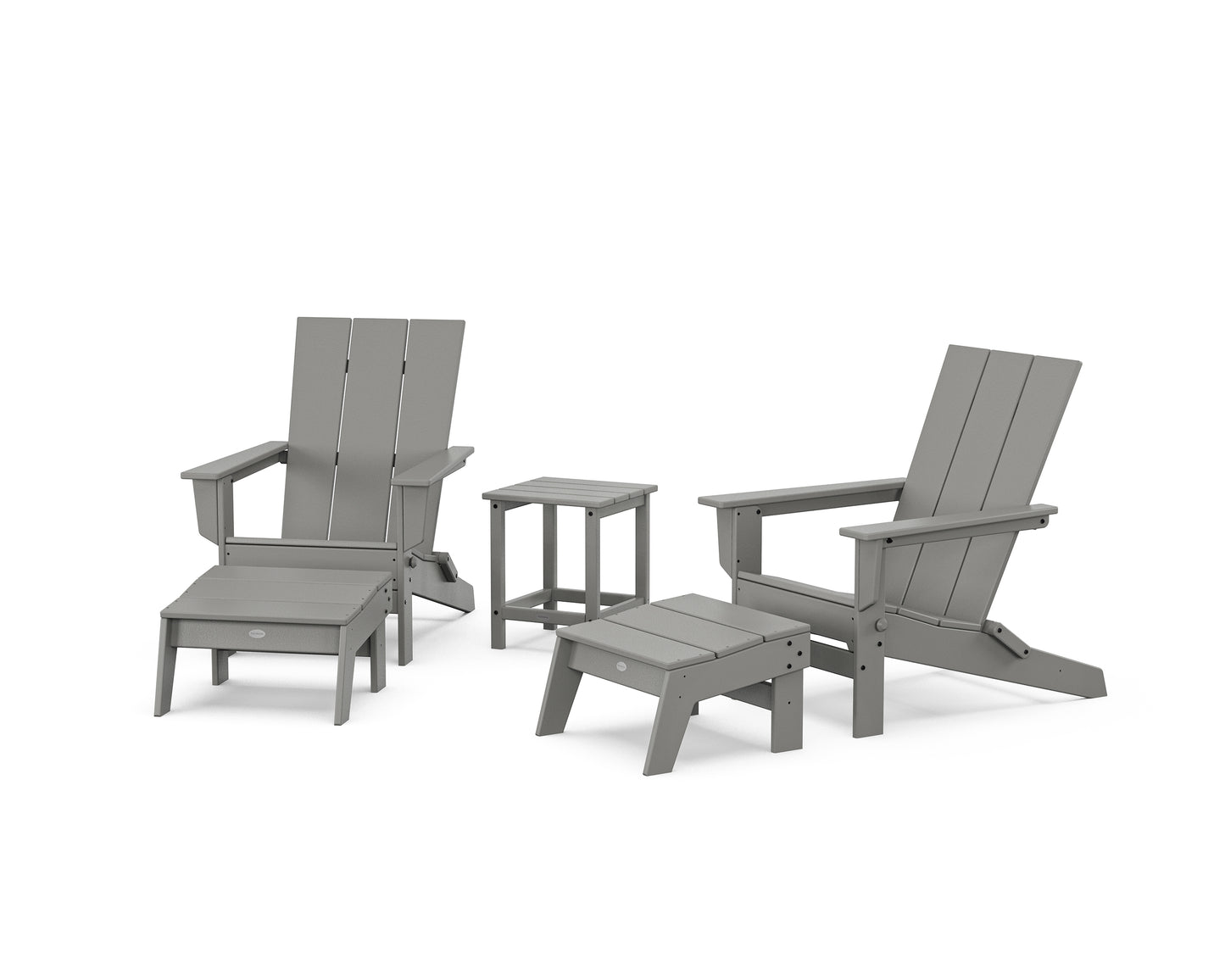 5-Piece Modern Studio Folding Adirondack Set with Ottomans and Side Table