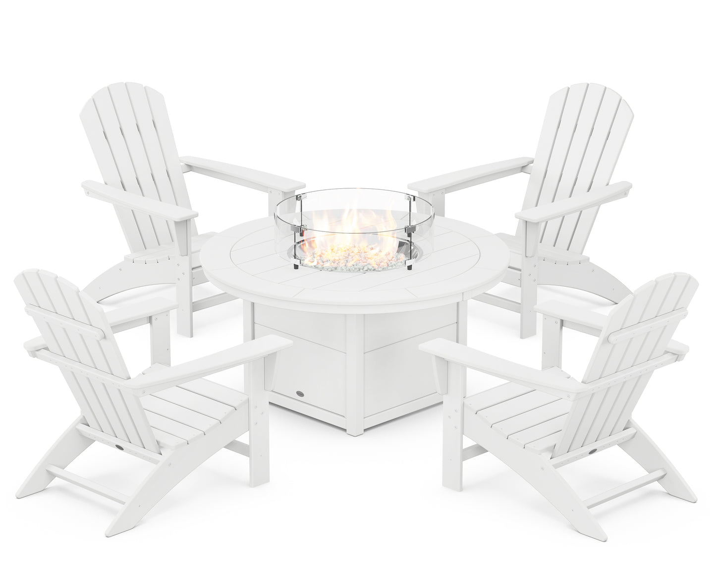 Nautical 5-Piece Adirondack Chair Conversation Set with Fire Pit Table