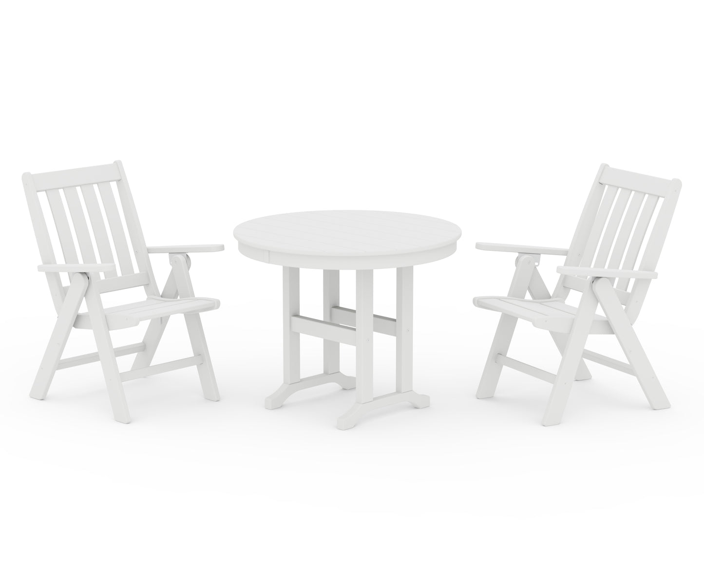 Vineyard Folding Chair 3-Piece Round Dining Set