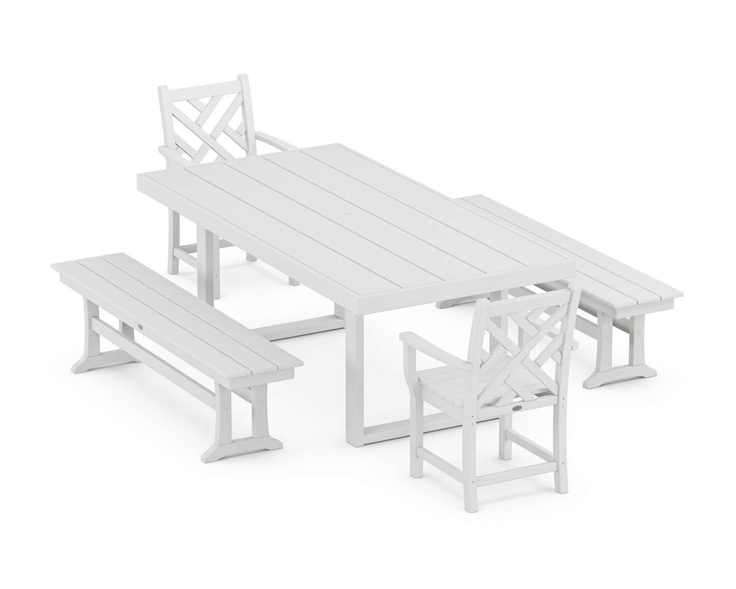 Chippendale 5-Piece Dining Set with Benches