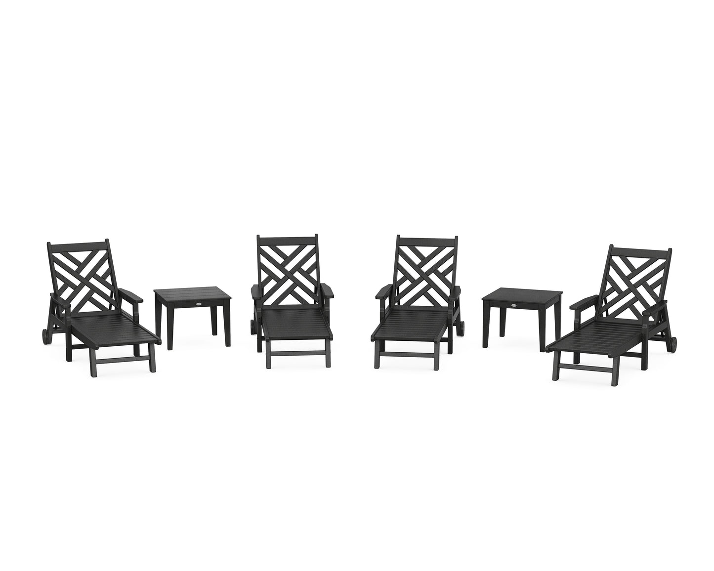Chippendale 6-Piece Chaise Set with Arms and Wheels