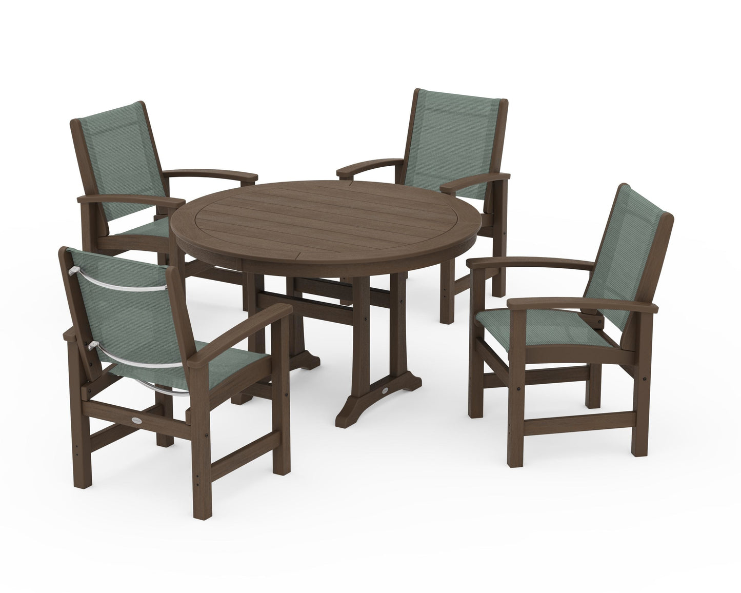 Coastal 5-Piece Round Dining Set with Trestle Legs