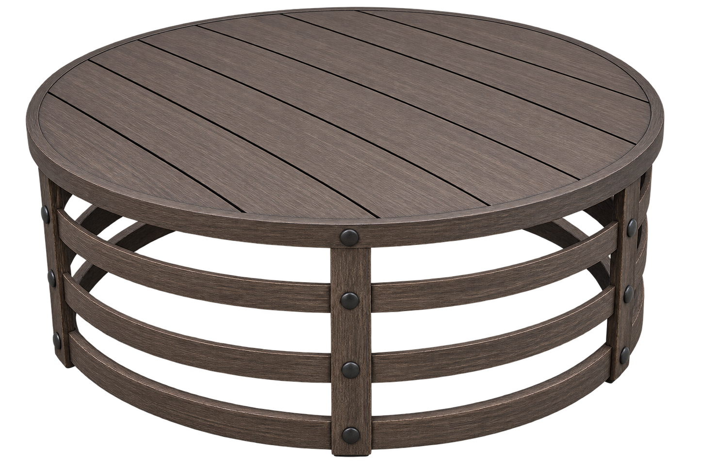 Eddie Bauer Faux Teak 39" Round Aluminum Coffee Table