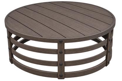 Eddie Bauer Faux Teak 39" Round Aluminum Coffee Table
