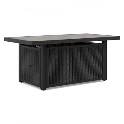 Beachcroft Black Rectangular Fire Pit Table