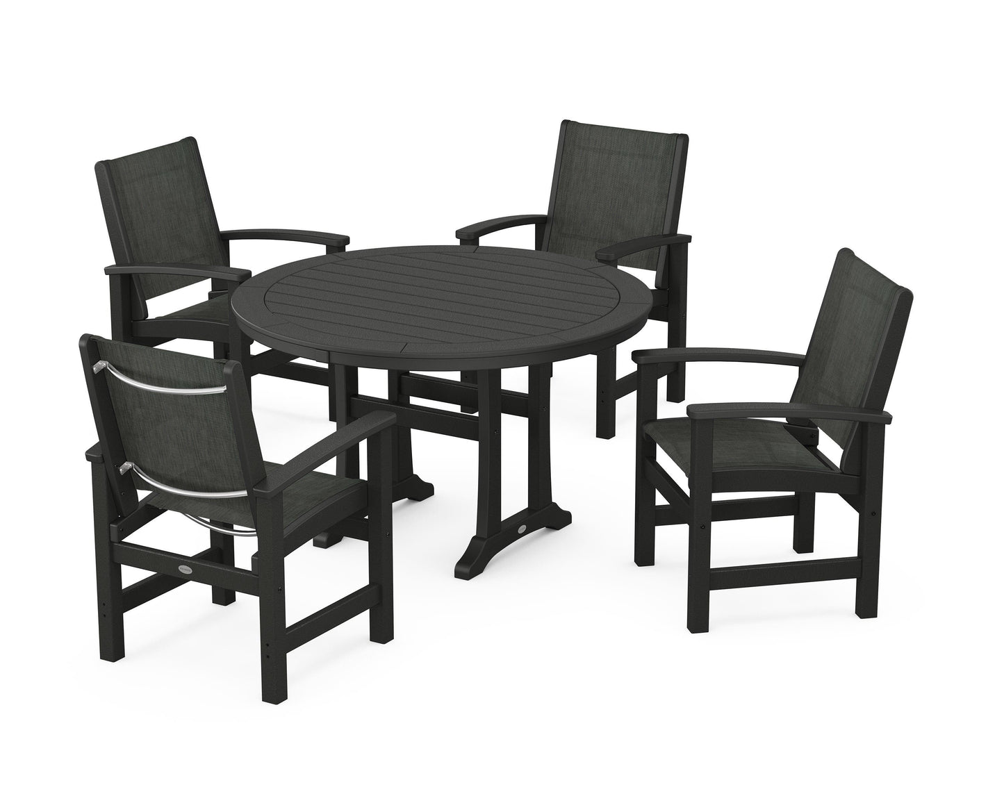 Coastal 5-Piece Round Dining Set with Trestle Legs