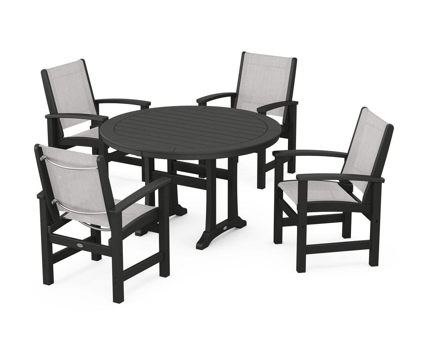 Coastal 5-Piece Round Dining Set with Trestle Legs