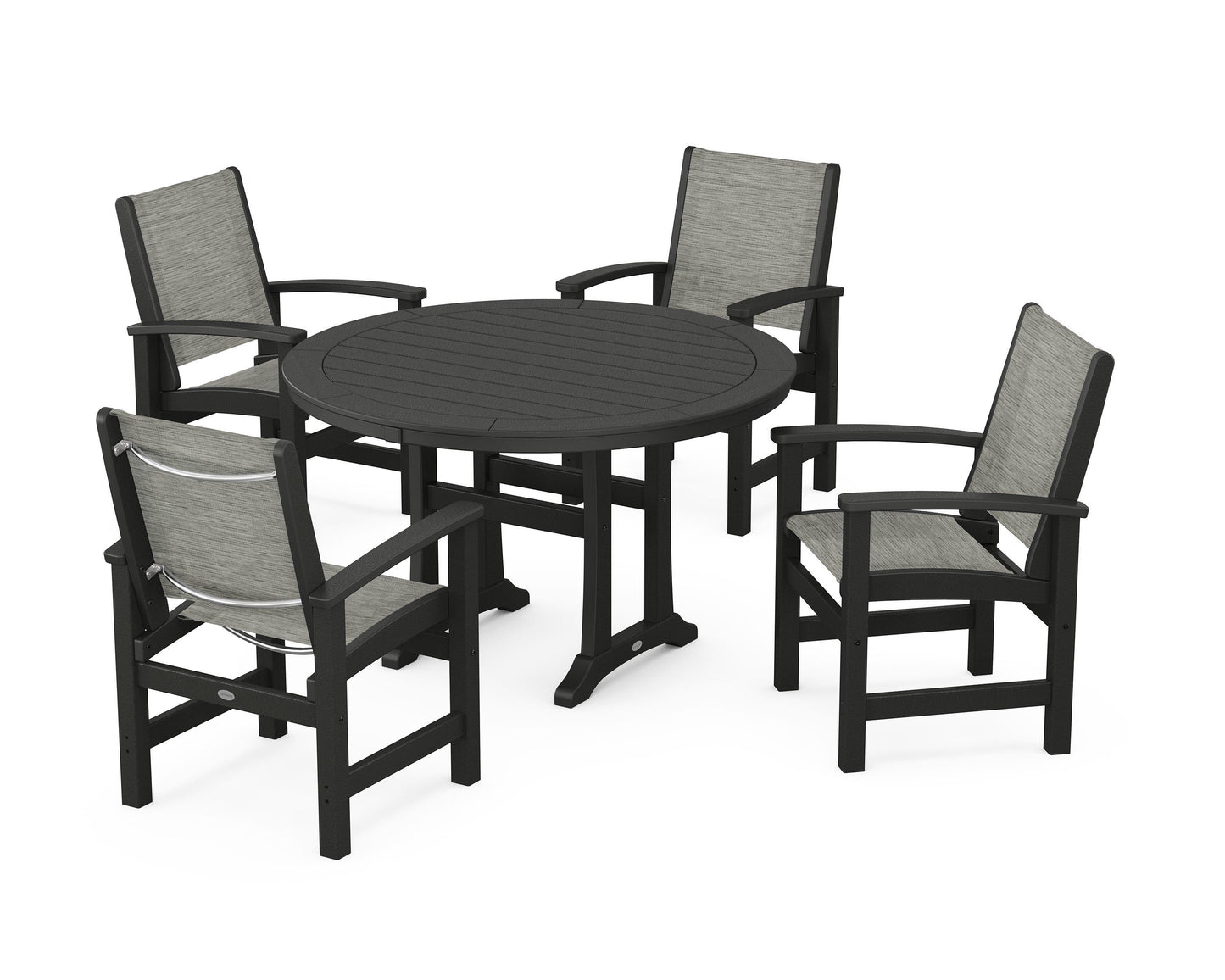 Coastal 5-Piece Round Dining Set with Trestle Legs