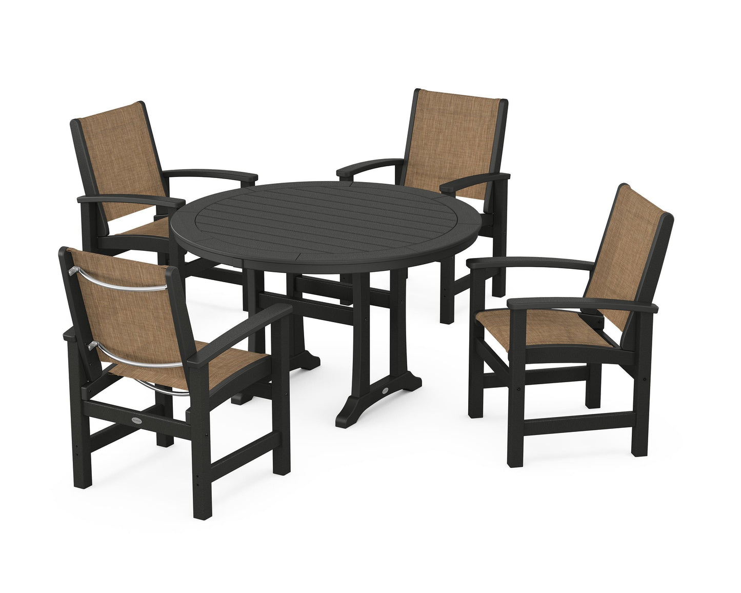 Coastal 5-Piece Round Dining Set with Trestle Legs