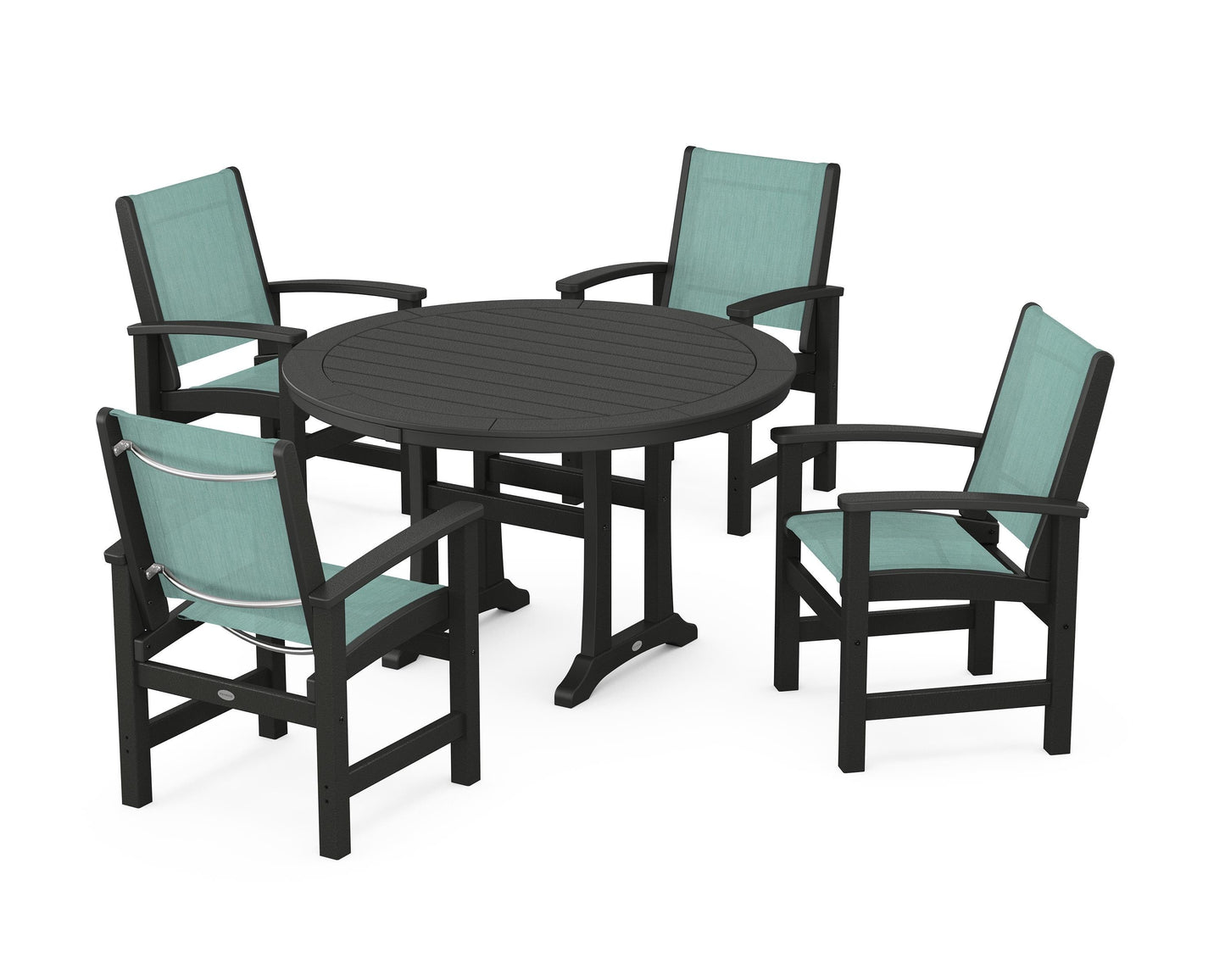 Coastal 5-Piece Round Dining Set with Trestle Legs