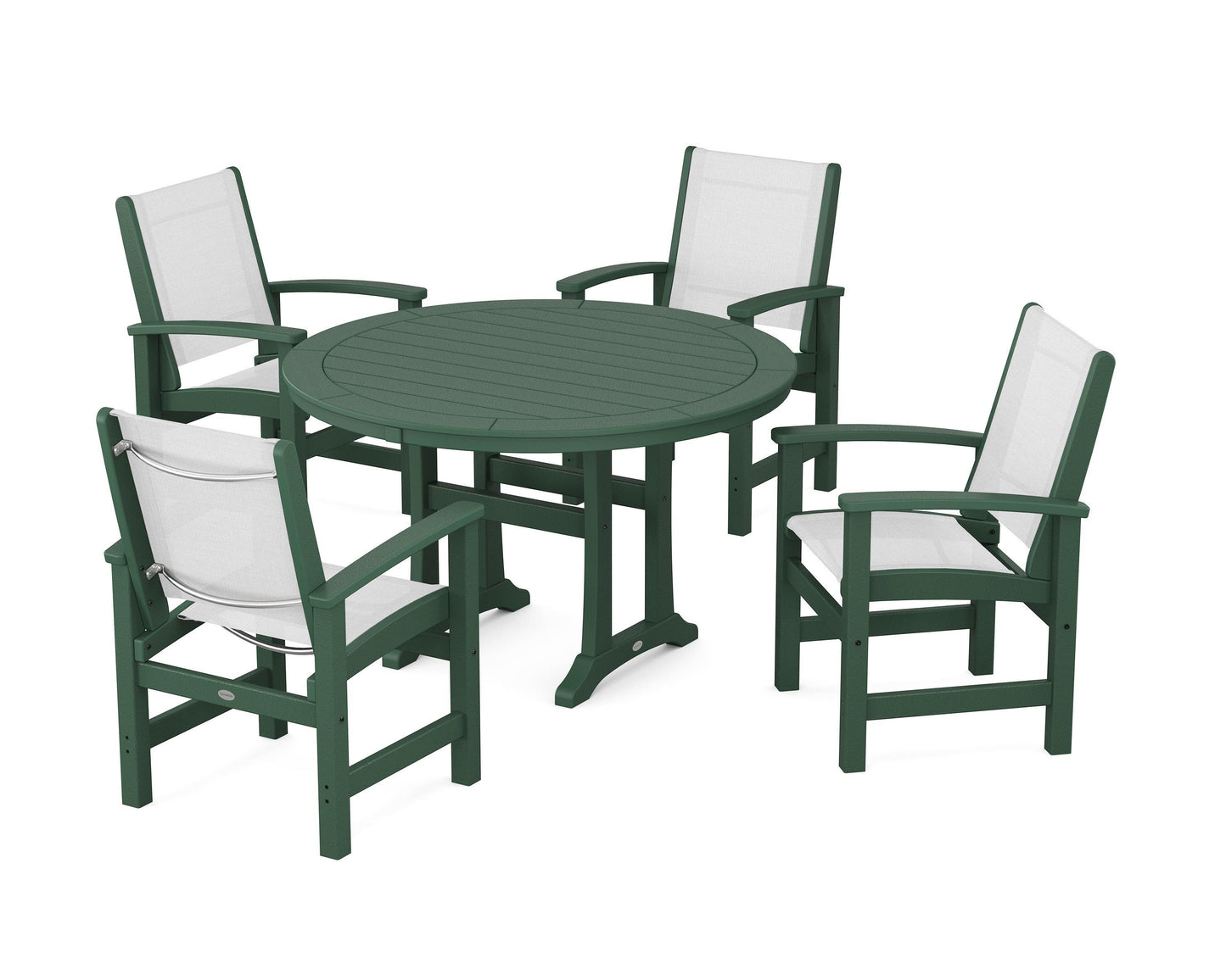 Coastal 5-Piece Round Dining Set with Trestle Legs