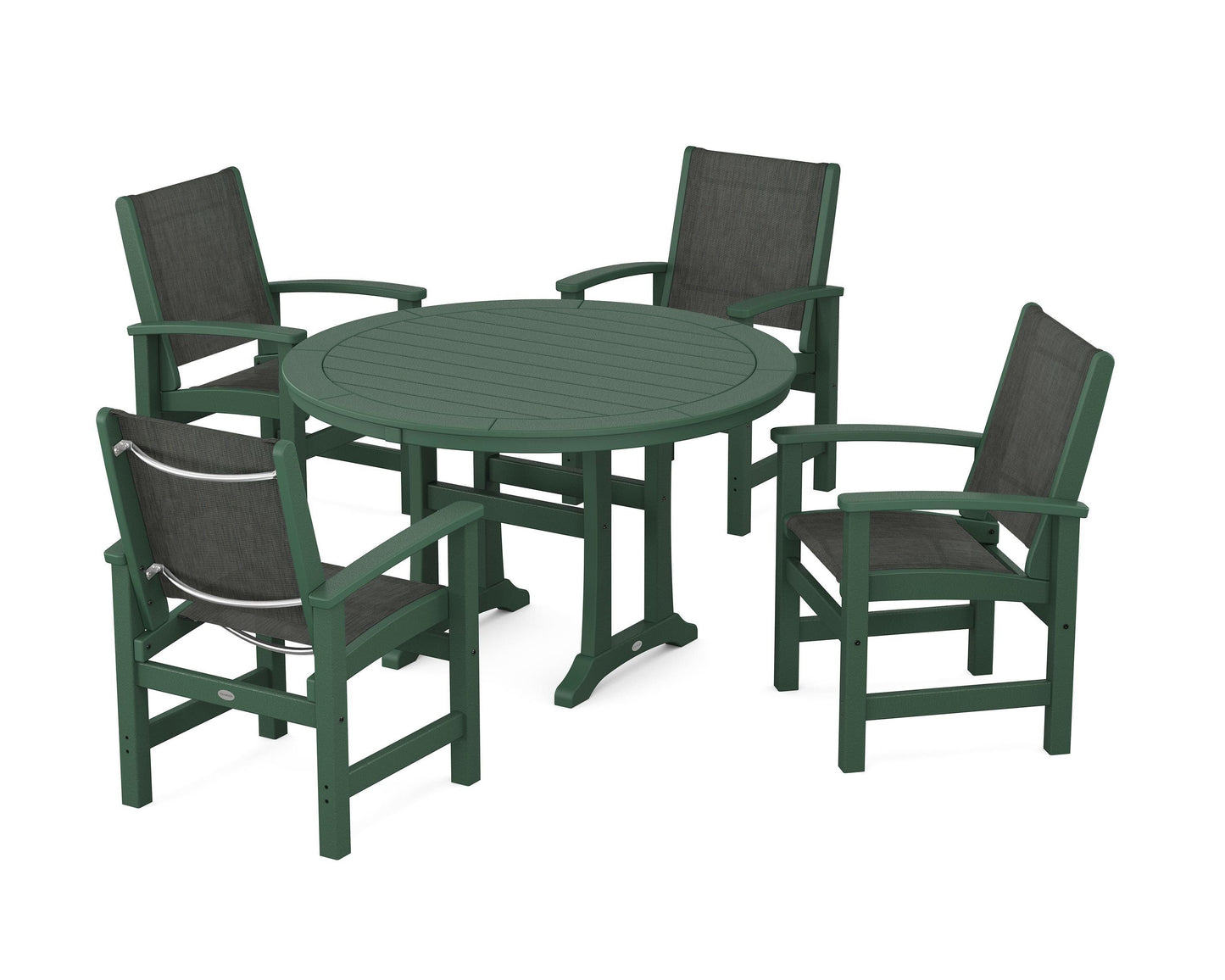 Coastal 5-Piece Round Dining Set with Trestle Legs