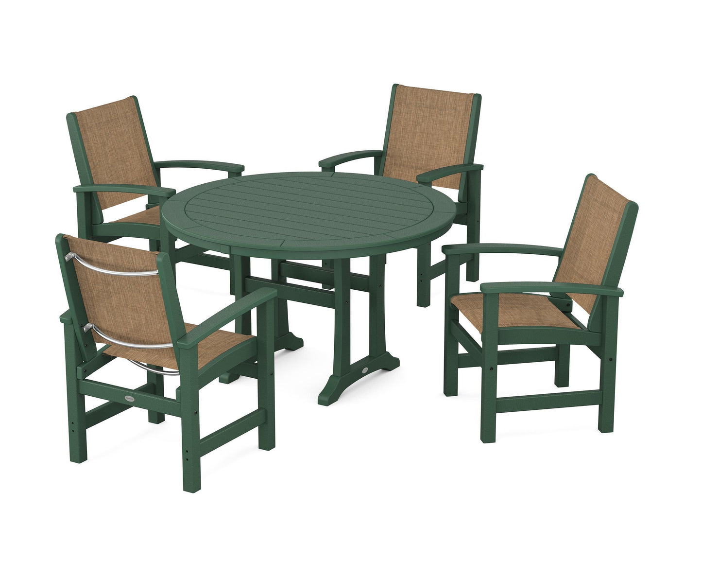 Coastal 5-Piece Round Dining Set with Trestle Legs