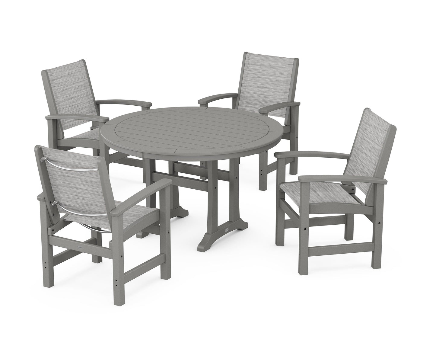 Coastal 5-Piece Round Dining Set with Trestle Legs