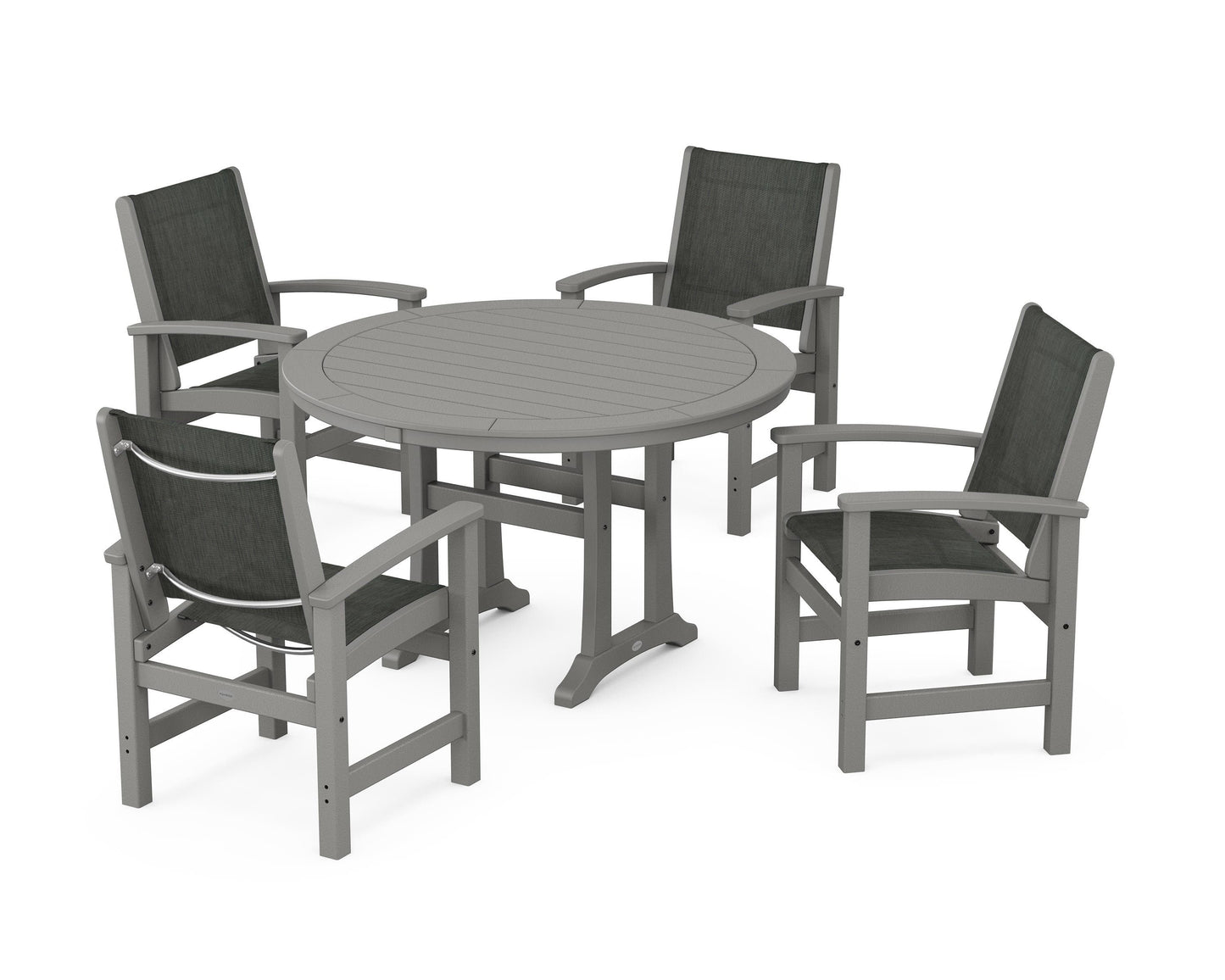 Coastal 5-Piece Round Dining Set with Trestle Legs