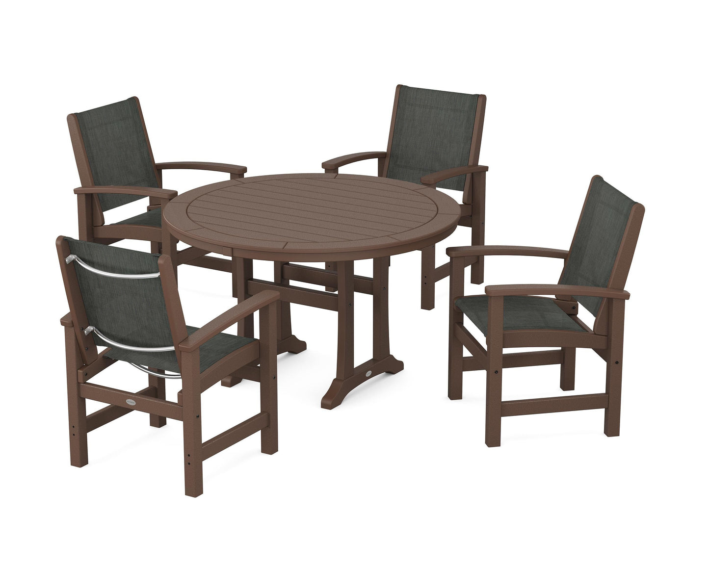 Coastal 5-Piece Round Dining Set with Trestle Legs