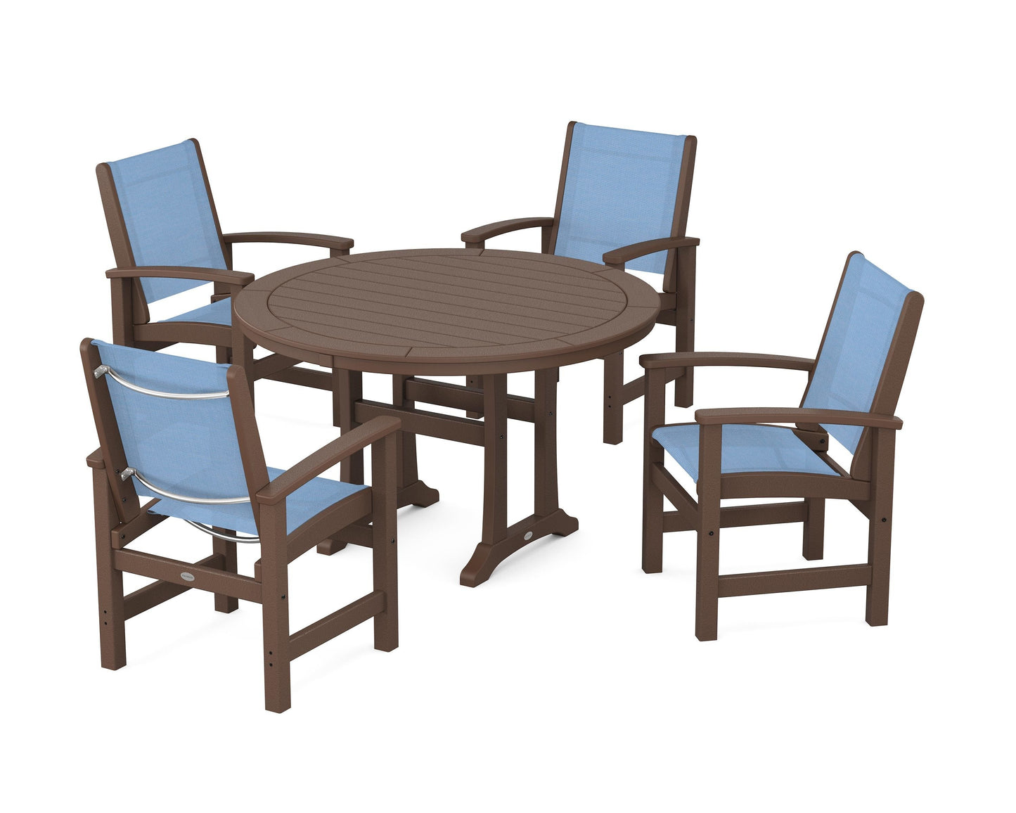 Coastal 5-Piece Round Dining Set with Trestle Legs