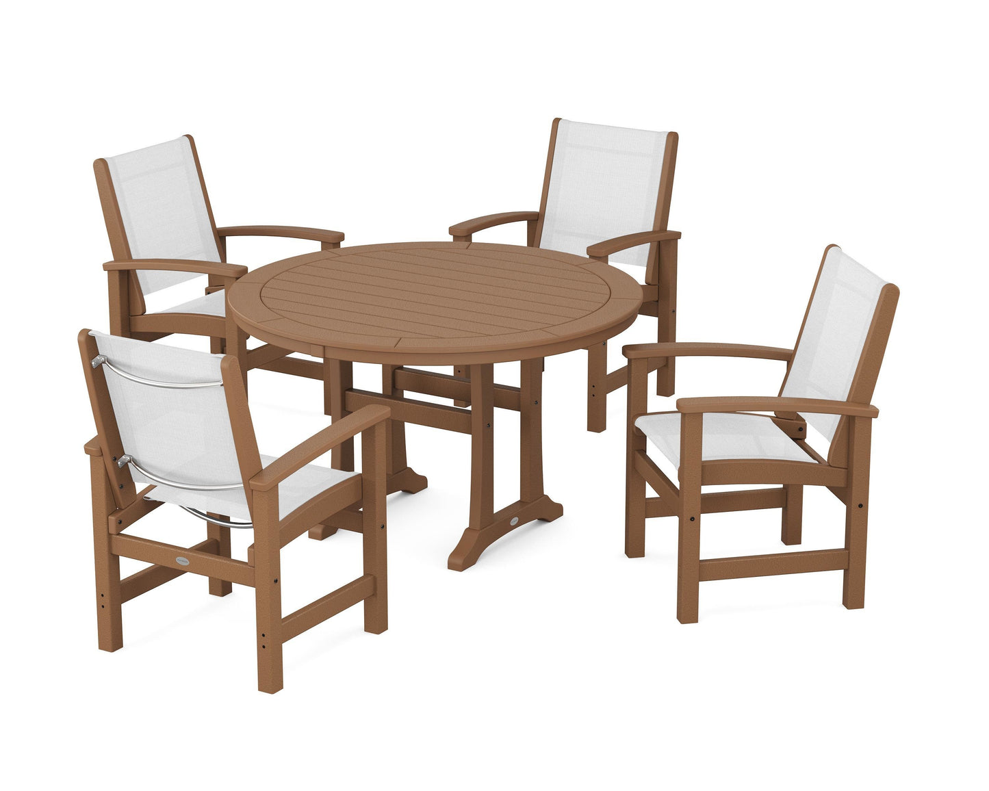 Coastal 5-Piece Round Dining Set with Trestle Legs