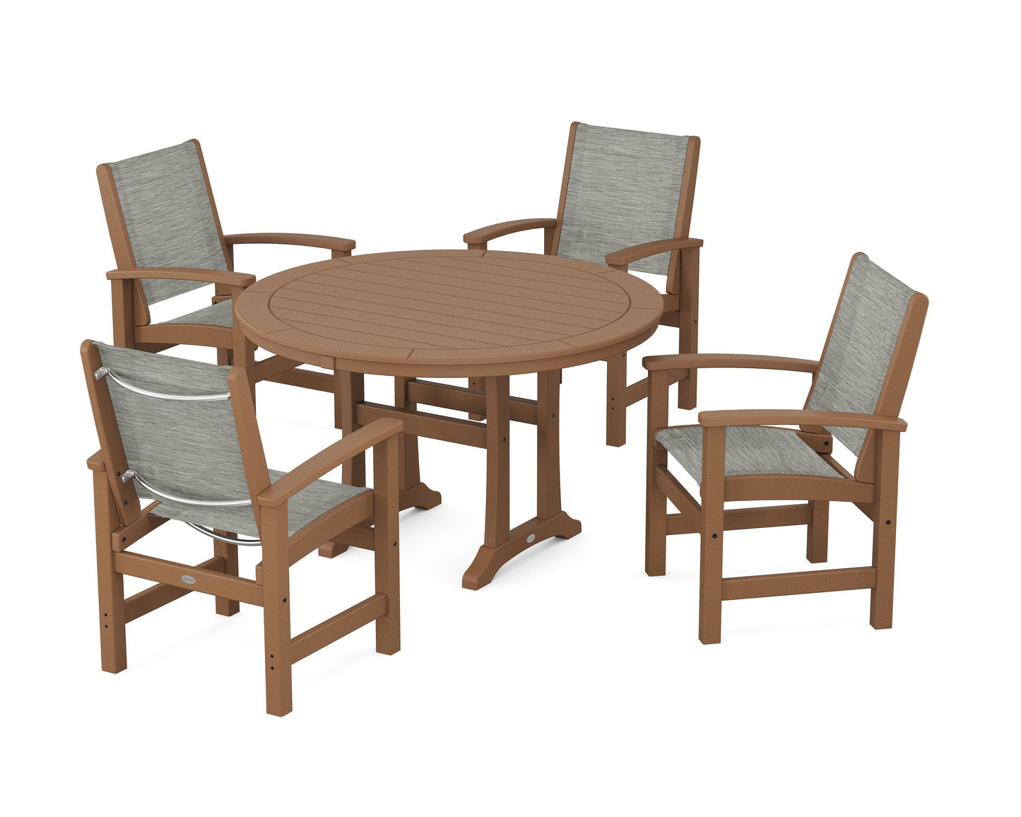 Coastal 5-Piece Round Dining Set with Trestle Legs