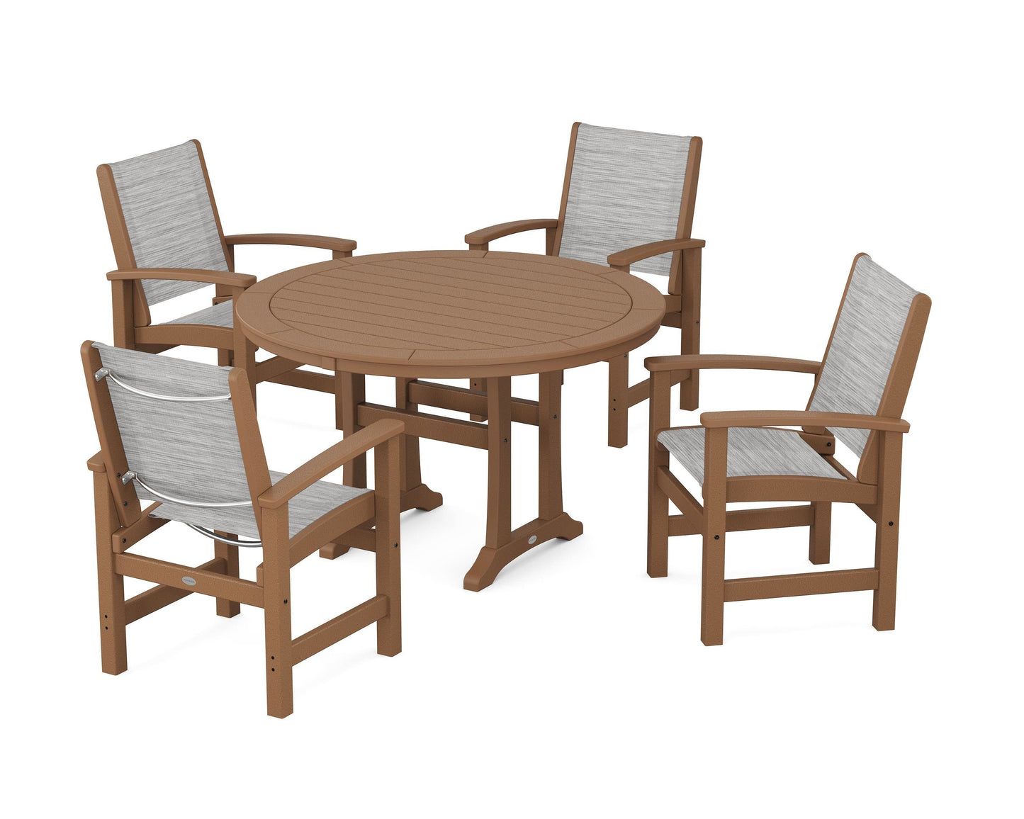 Coastal 5-Piece Round Dining Set with Trestle Legs