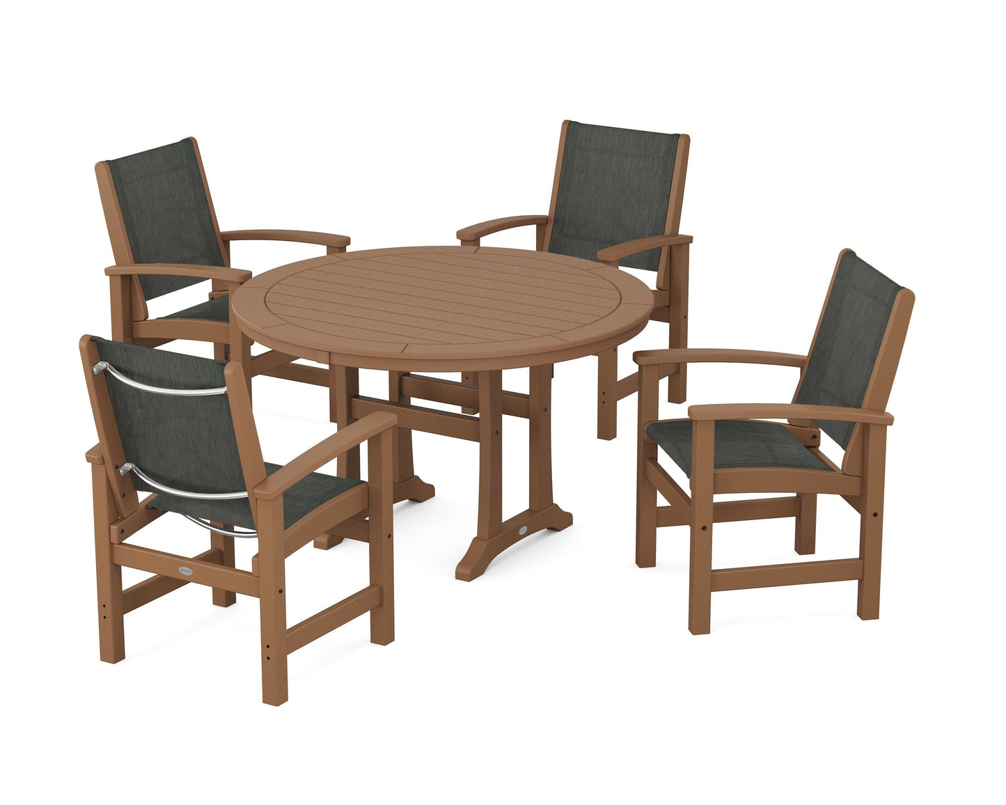 Coastal 5-Piece Round Dining Set with Trestle Legs