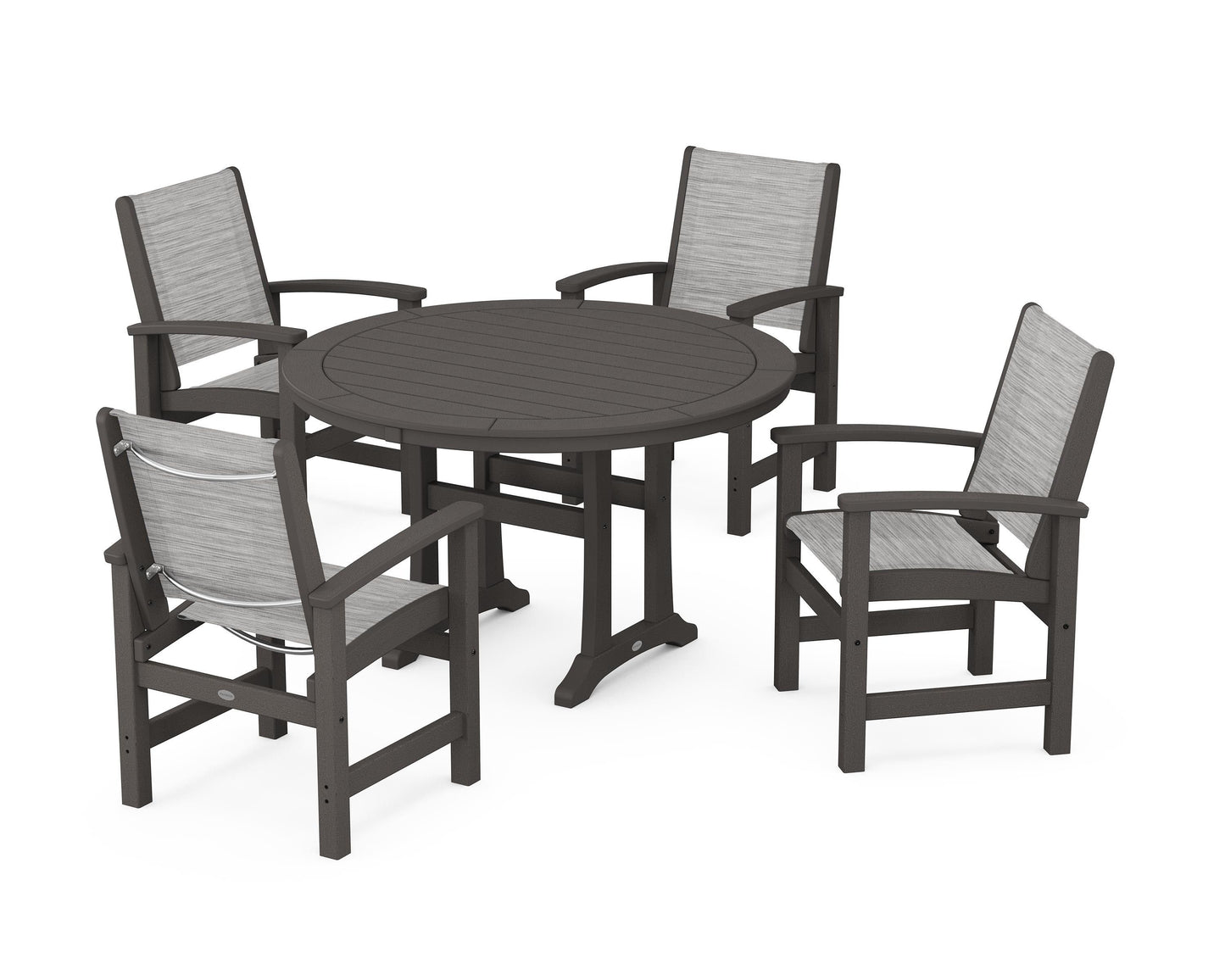 Coastal 5-Piece Round Dining Set with Trestle Legs