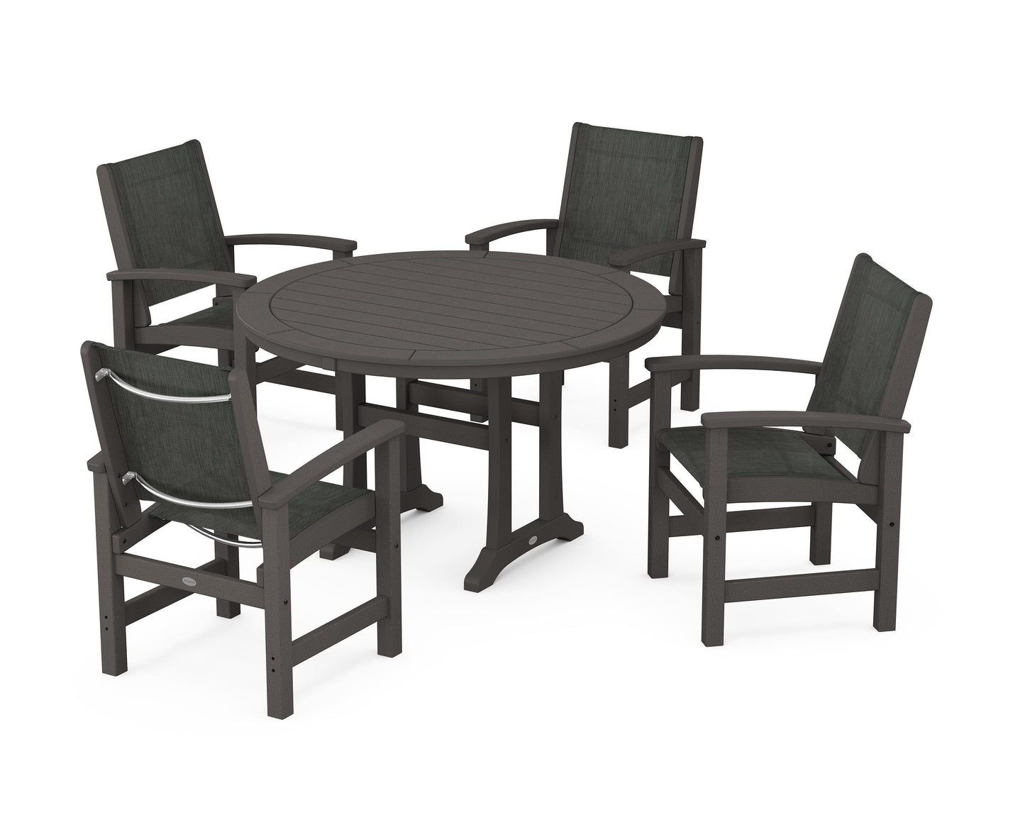 Coastal 5-Piece Round Dining Set with Trestle Legs