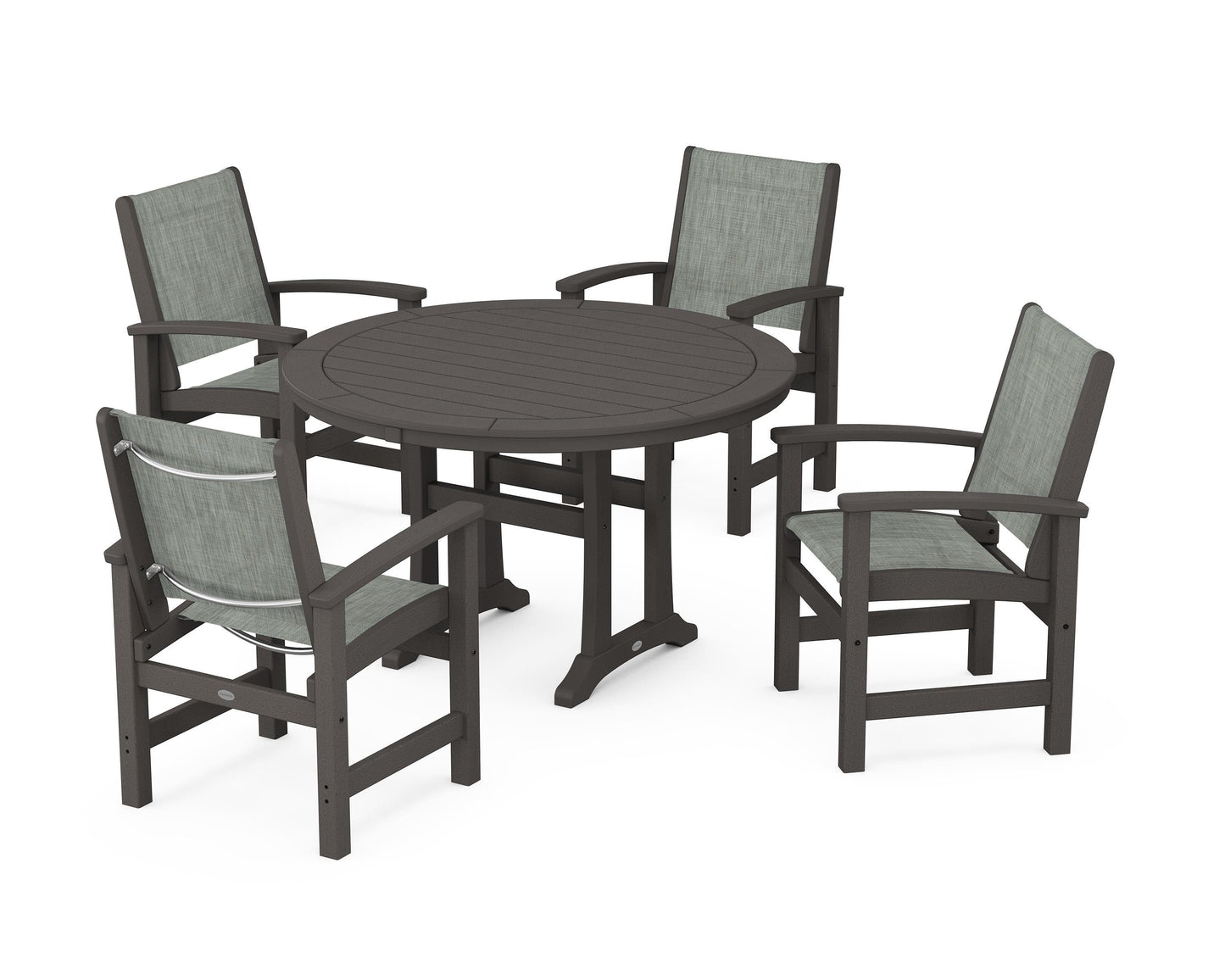 Coastal 5-Piece Round Dining Set with Trestle Legs