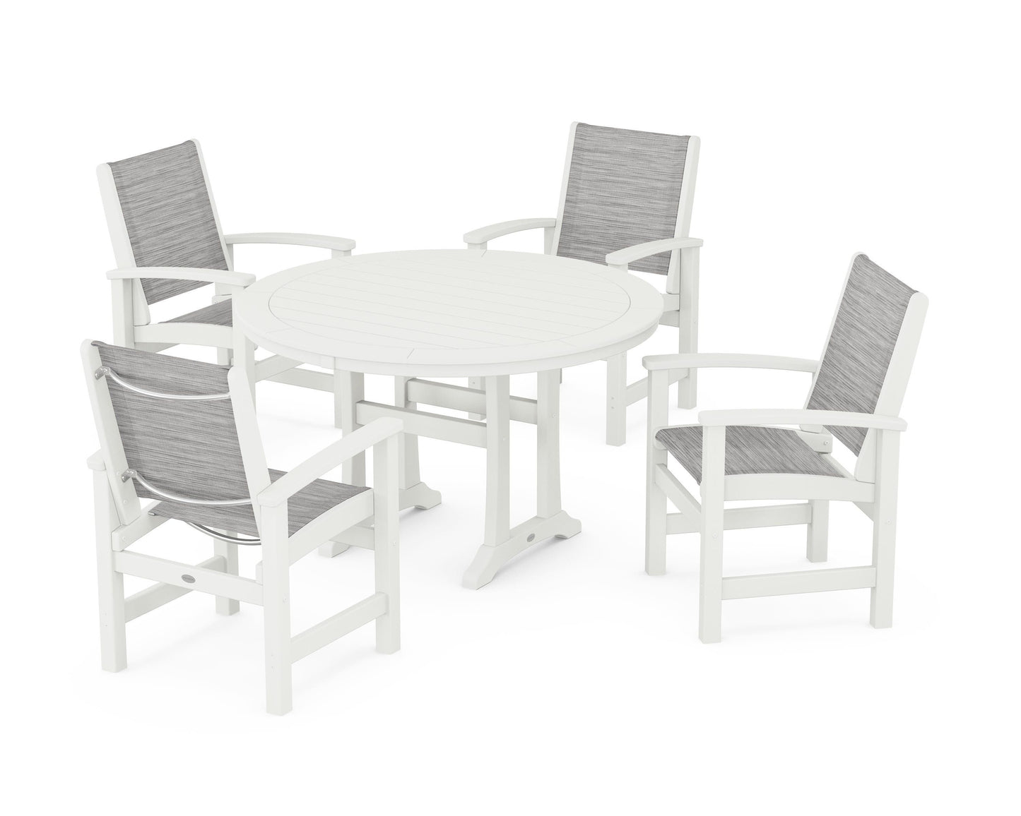 Coastal 5-Piece Round Dining Set with Trestle Legs