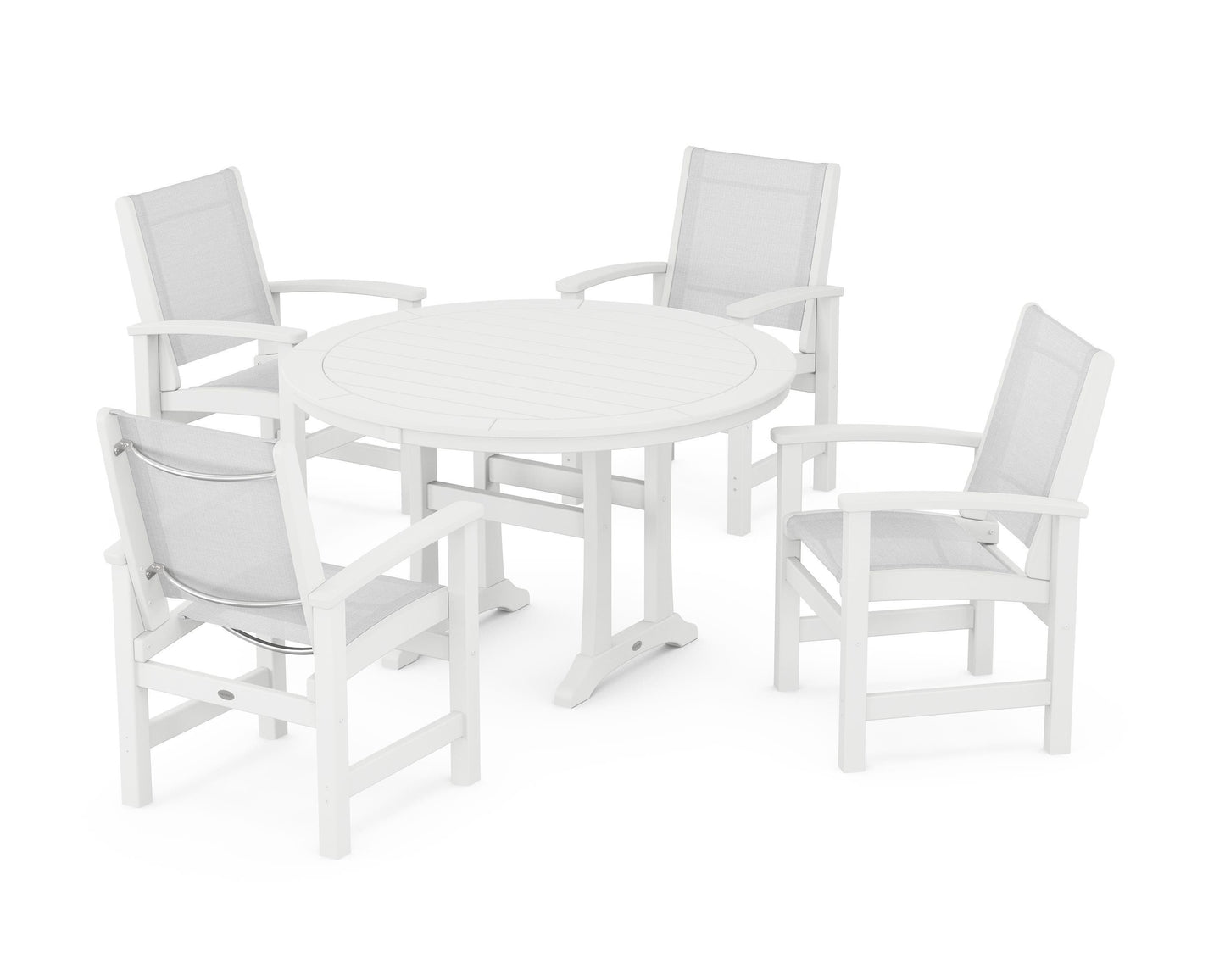 Coastal 5-Piece Round Dining Set with Trestle Legs