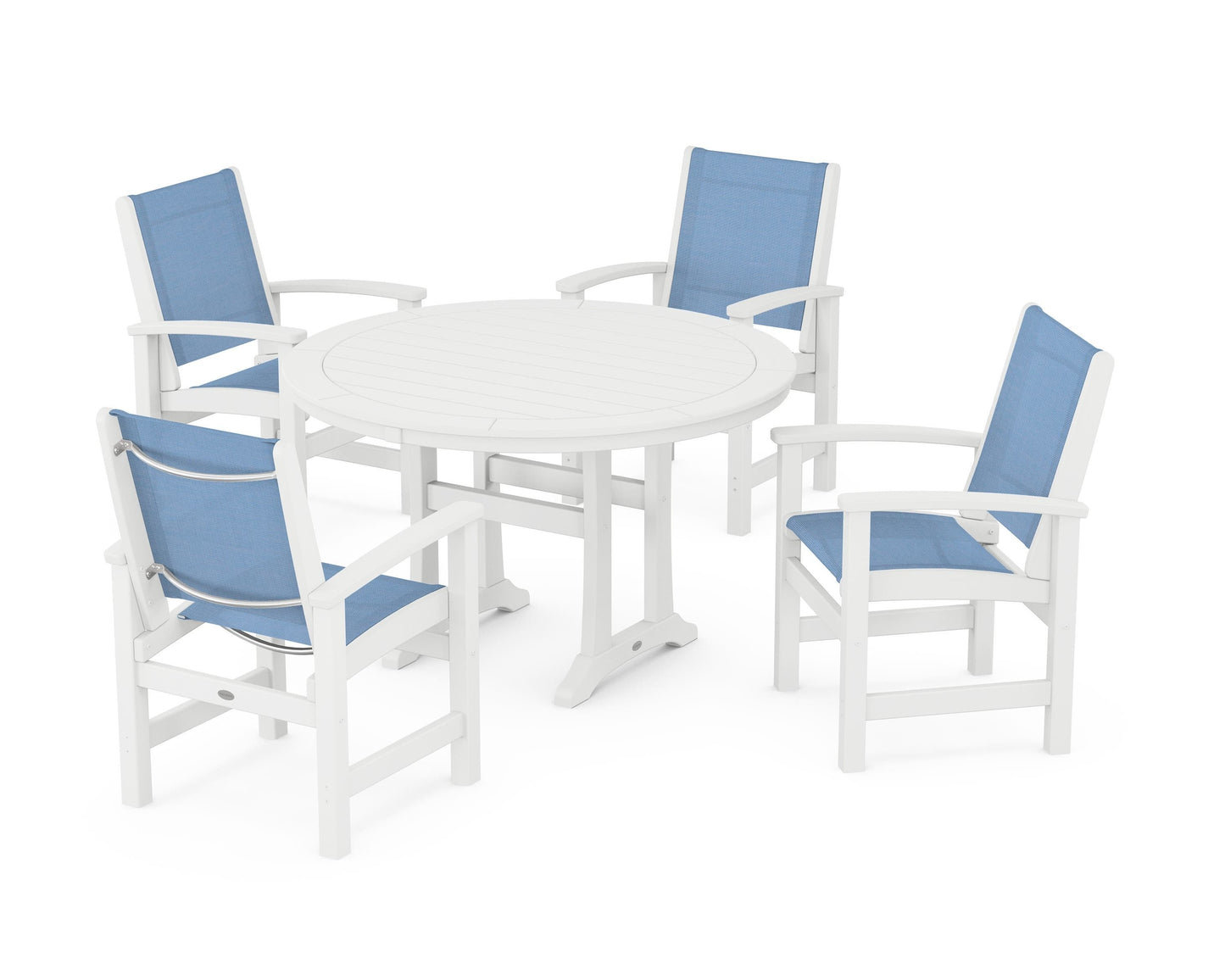 Coastal 5-Piece Round Dining Set with Trestle Legs