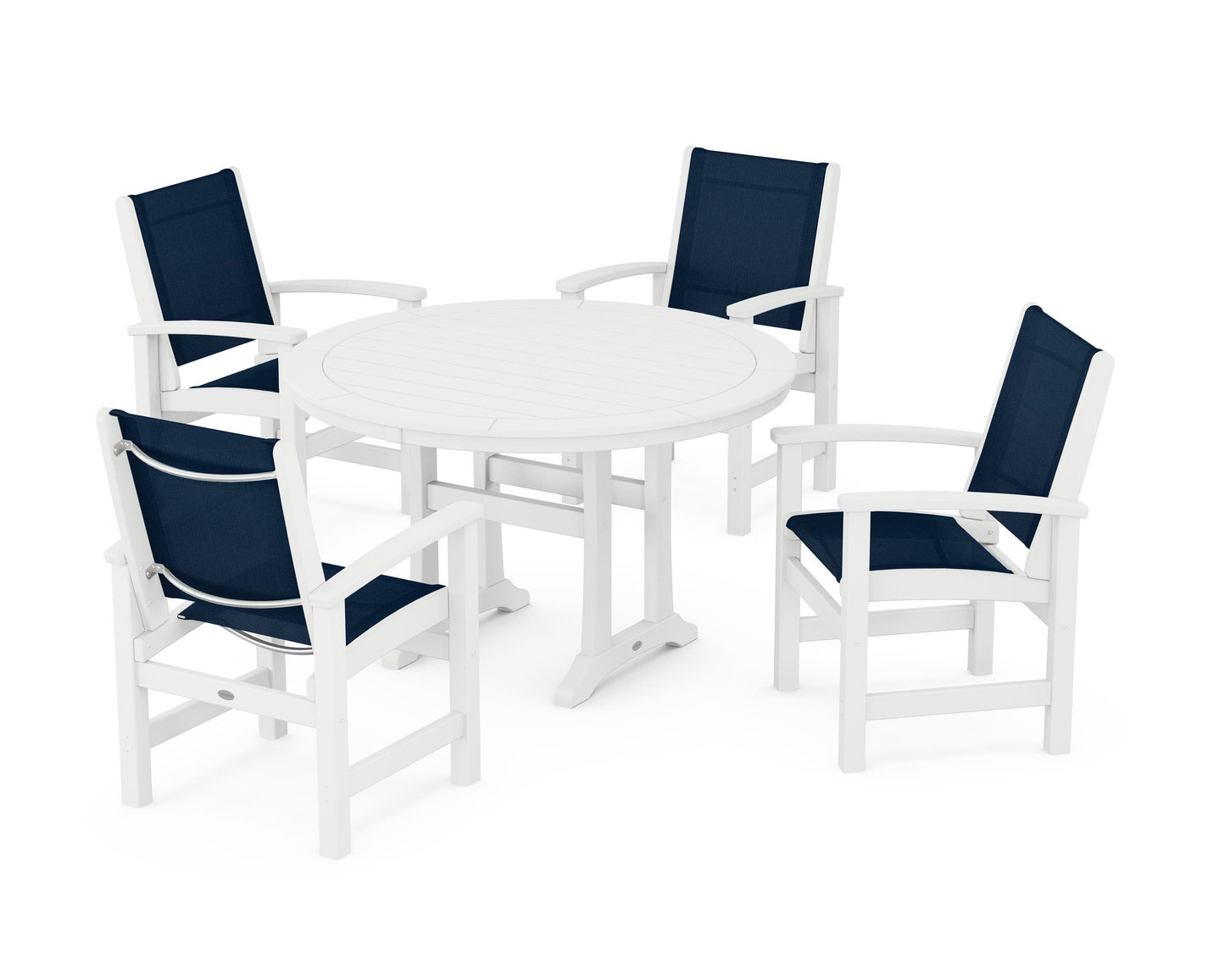 Coastal 5-Piece Round Dining Set with Trestle Legs