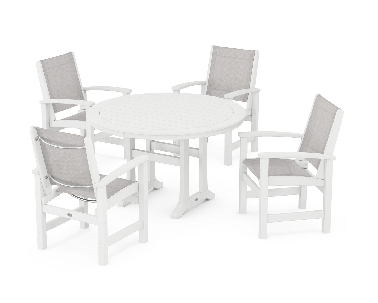 Coastal 5-Piece Round Dining Set with Trestle Legs