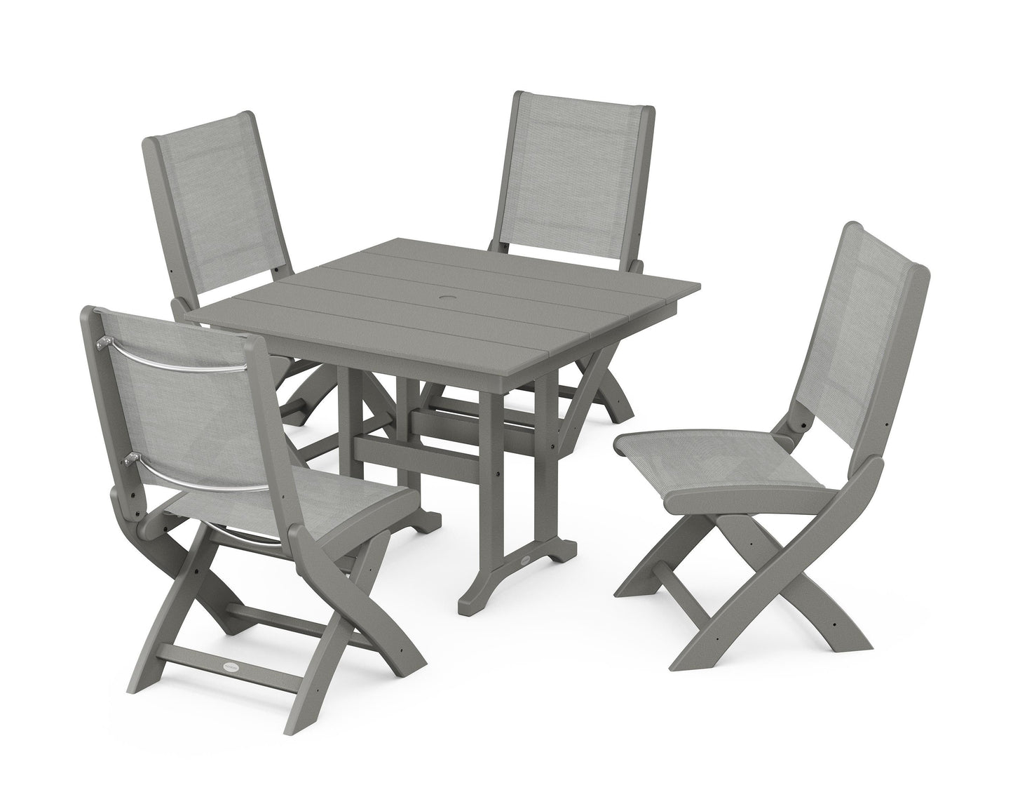 Coastal Folding Side Chair 5-Piece Farmhouse Dining Set