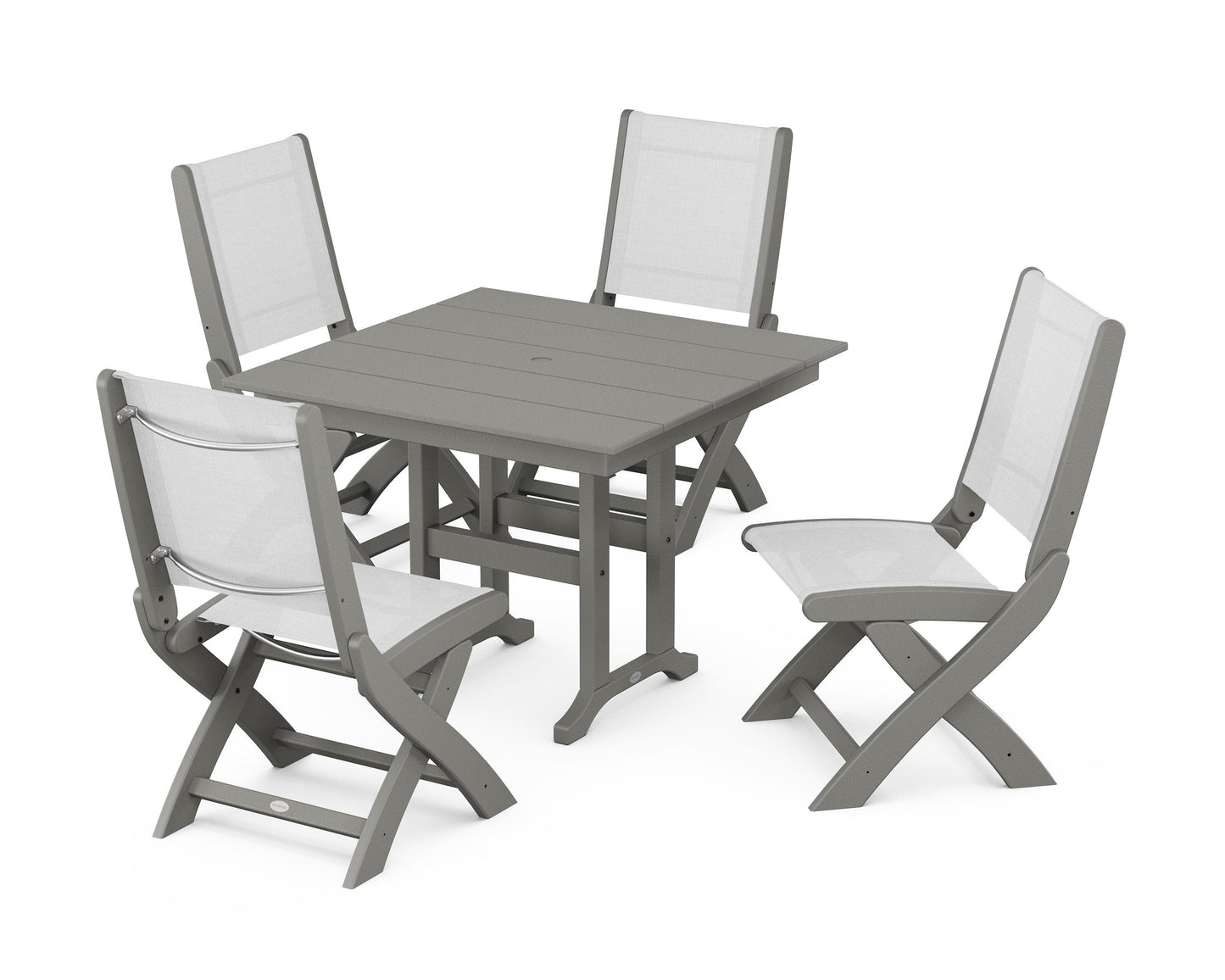 Coastal Folding Side Chair 5-Piece Farmhouse Dining Set