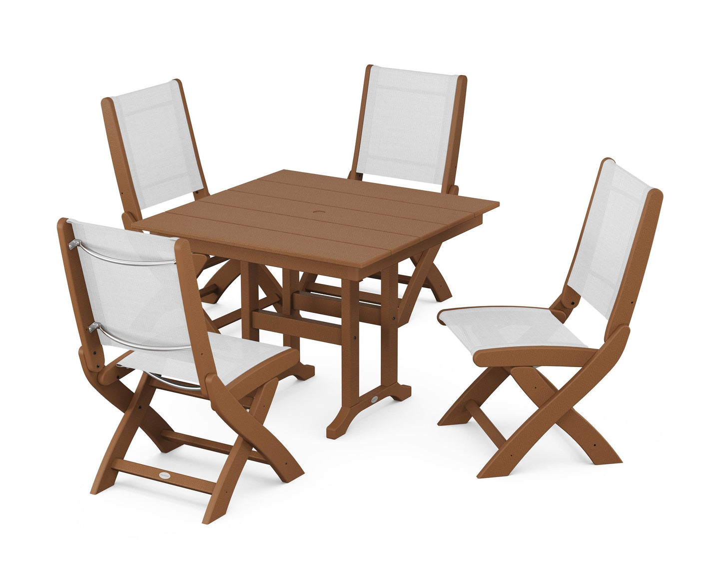 Coastal Folding Side Chair 5-Piece Farmhouse Dining Set