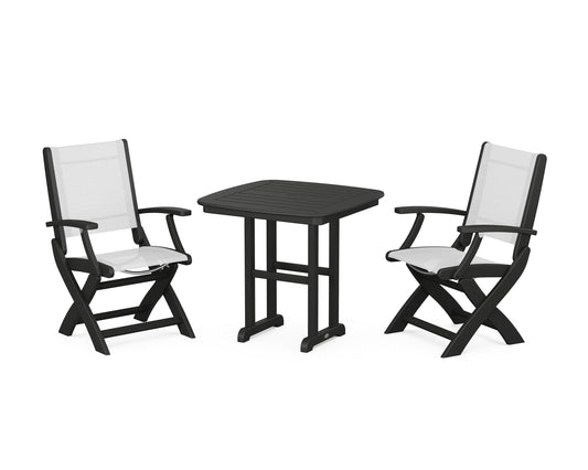 Coastal Folding Chair 3-Piece Dining Set