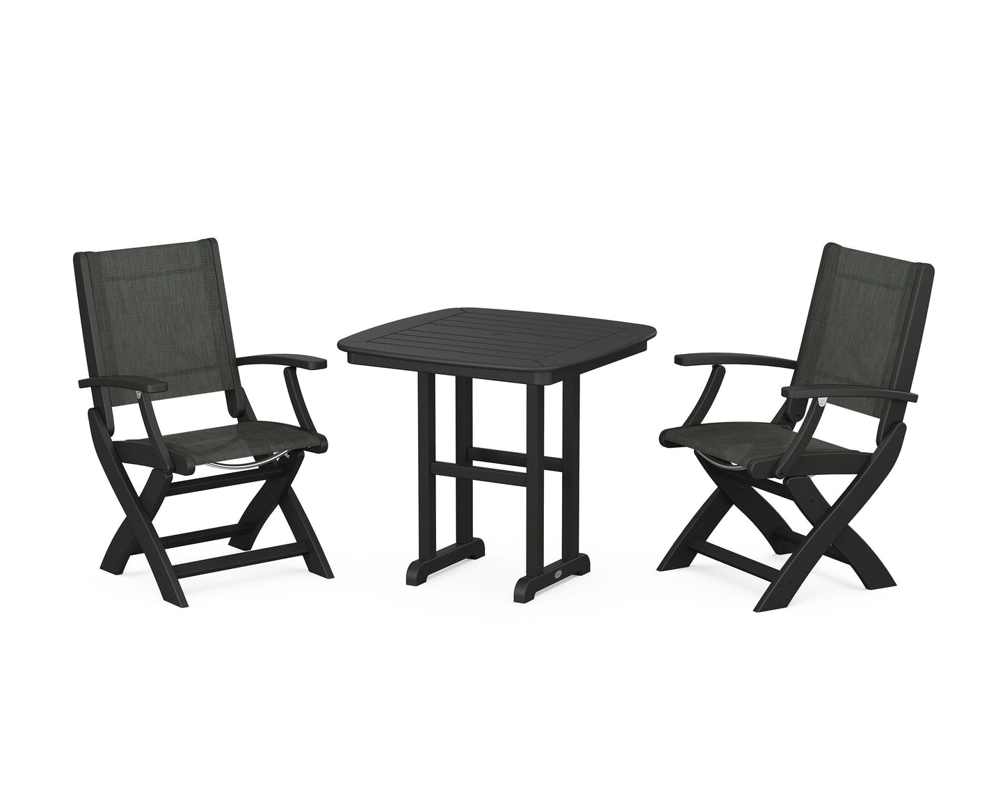 Coastal Folding Chair 3-Piece Dining Set