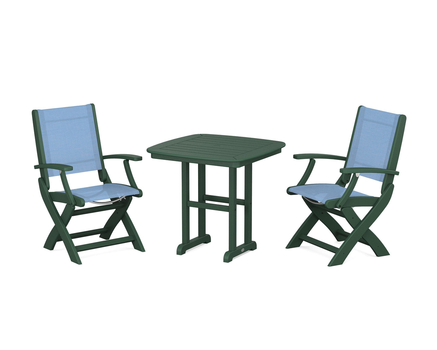 Coastal Folding Chair 3-Piece Dining Set