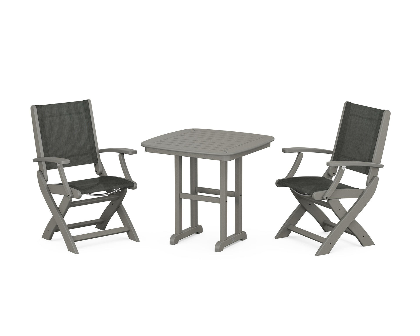 Coastal Folding Chair 3-Piece Dining Set