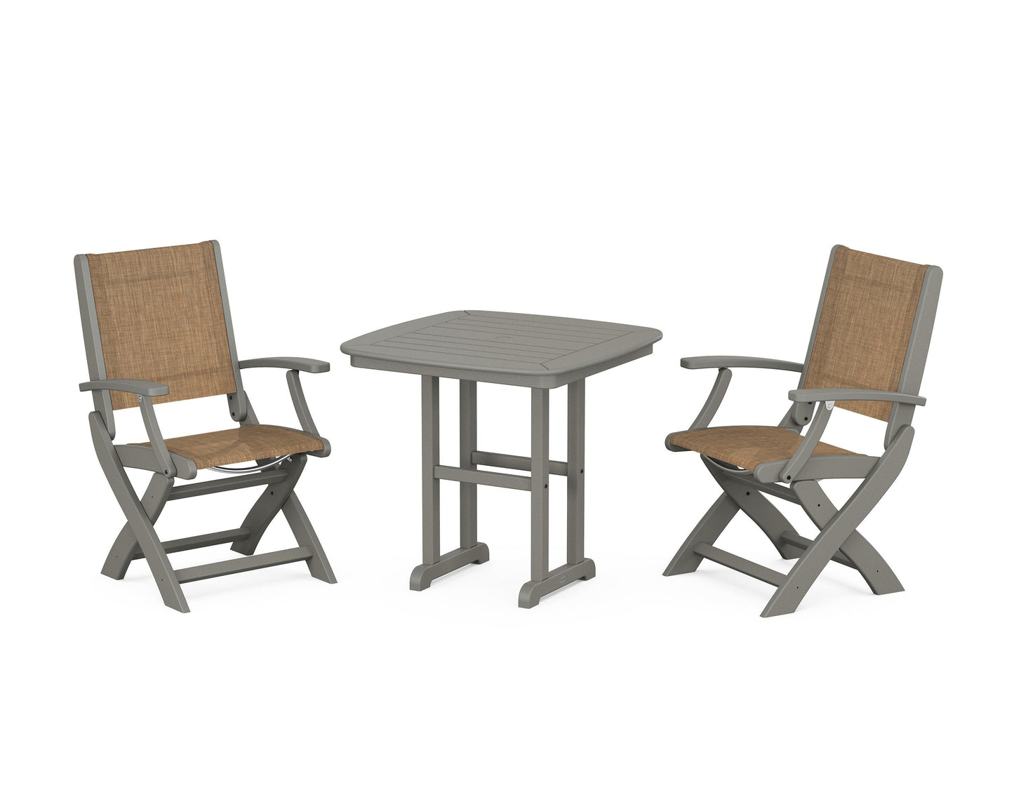 Coastal Folding Chair 3-Piece Dining Set