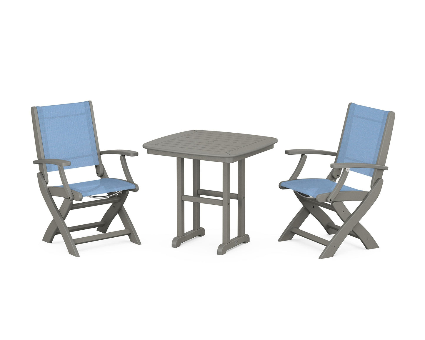 Coastal Folding Chair 3-Piece Dining Set