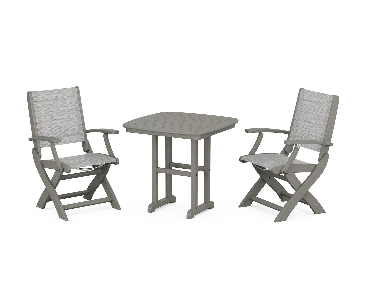 Coastal Folding Chair 3-Piece Dining Set