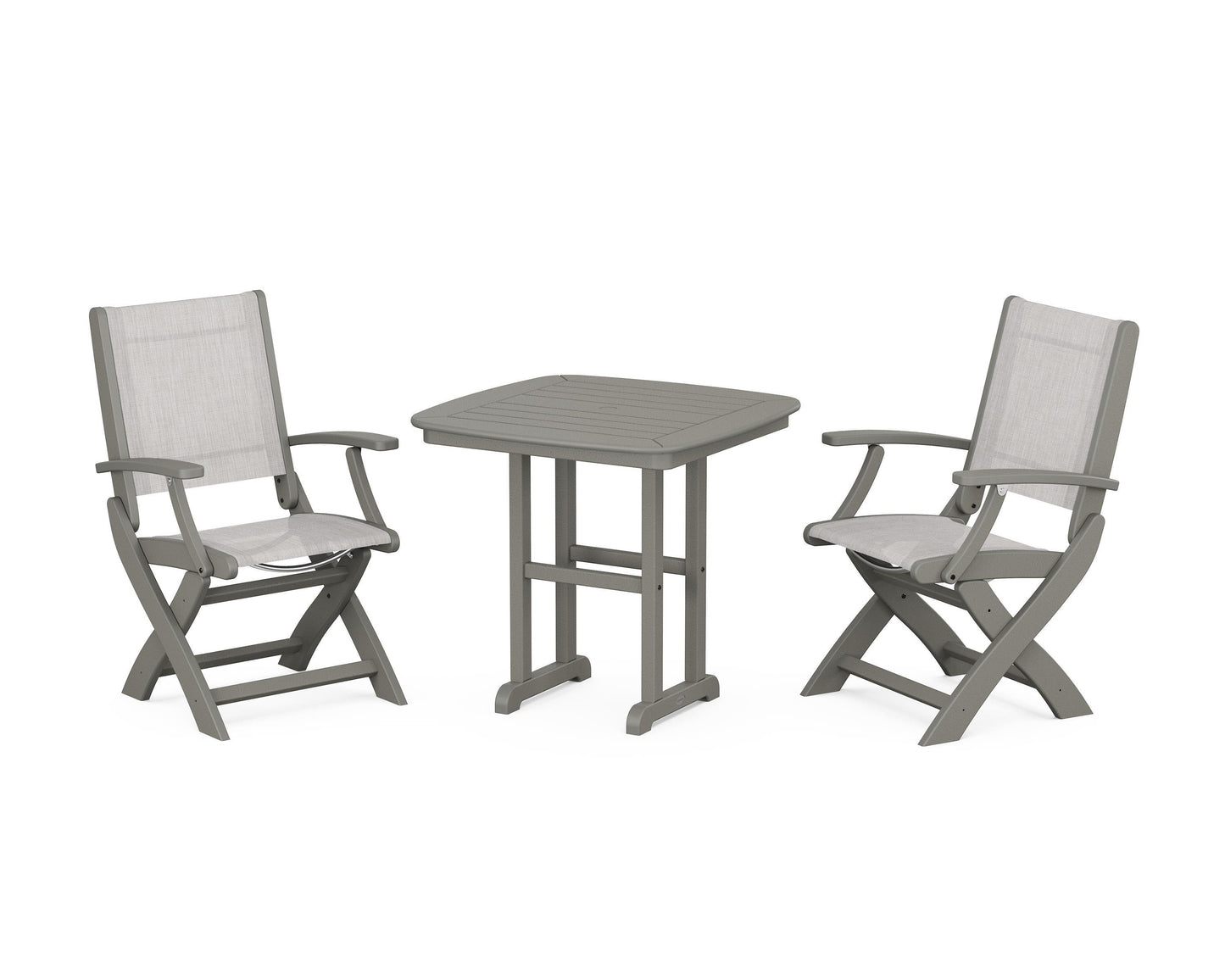 Coastal Folding Chair 3-Piece Dining Set