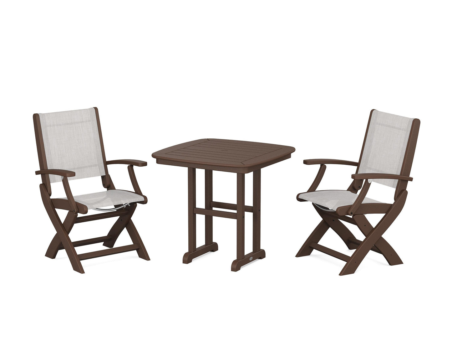 Coastal Folding Chair 3-Piece Dining Set